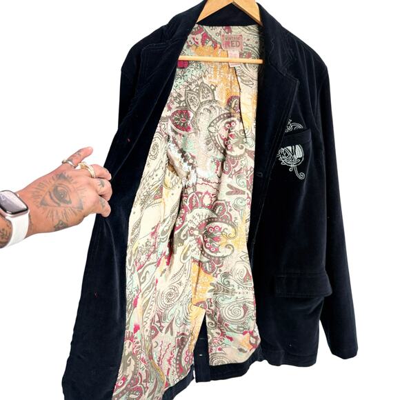 Vintage Red (brand) Black Distressed Whimsigoth 3 Button Lined Blazer sz M - Picture 13 of 14